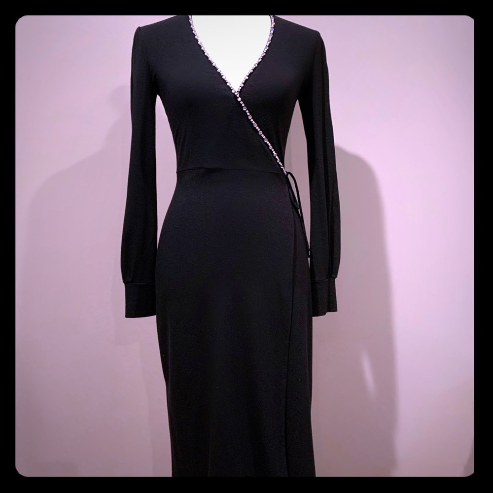 BLUMARINE EMBELLISHED RHINESTONE WRAP DRESS